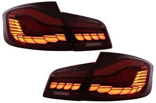 Fotistiká Píso Fóta OLED katállhla gia BMW Seirá 5 F10 (2011-2017) Red Diáfano me Dunamikó diadochikó fos strofís