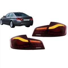 Fotistiká Píso Fóta OLED katállhla gia BMW Seirá 5 F10 (2011-2017) Red Diáfano me Dunamikó diadochikó fos strofís