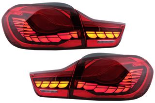 Fotistiká Píso Fóta OLED katállhla gia BMW Seirá 4 F32 F33 F36 M4 F82 F83 (2013-03.2019) Kókkino me Dunamikó diadochikó fos strofís