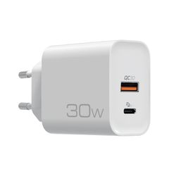 NOD 141-0204 Φορτιστής Χωρίς Καλώδιο με Θύρα USB-A και Θύρα USB-C 30W Quick Charge 3.0 Λευκός (E-WALL AC30)
