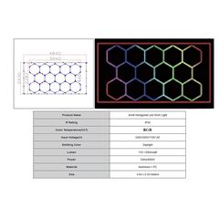 Sýstima fotismoú orofís LED Hexagon Honeycomb 4,84x2,43m Fos RGB