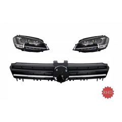 RHD Fanária Emprós LED FLOWING Dunamikó diadochiká Fotismós strofís me Kentrikí grília katállhla gia VW Golf 7 VII (2012-2017) R-Line Schediasmós Éntheta Chrómio