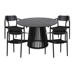 ΣΕΤ ΤΡΑΠΕΖΑΡΙΑΣ 5ΤΜΧ OSLO HM21075.01 ΣΤΡΟΓΓΥΛΟ ΤΡΑΠΕΖΙ Φ120εκ. & 4 ΚΑΡΕΚΛΕΣ-ΜΑΥΡΟ