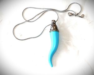 Μενταγιόν Κολιέ Αλυσίδα 925 συνθετικό Τουρκουάζ ατσάλι stainless steel SBTS109CH