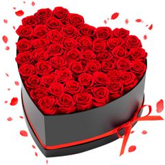 VEVOR Forever Flowers, 50 Διατηρημένα Τριαντάφυλλα σε Κουτί σε Σχήμα Καρδιάς, Αθάνατη Μπουκέτο Αιώνιων Λουλουδιών Δώρο Γενεθλίων για Παράδοση Prime Women, Σύζυγος, Μητέρες, Επέτειος, Ημέρα του Αγίου Β