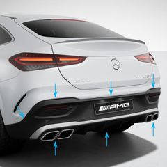 Diffuser Πίσω Προφυλακτήρα Για Mercedes-Benz GLE Coupe C167 SUV 2019+ Amg Look Για Amg Sport Line Προφυλακτήρες Σετ Με Μπούκες Χρωμίου