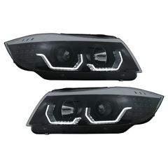 Fanária Emprós 3D LED Mátia Aggélou katállhloi gia BMW Seirá 3 E90 Limouzína E91 Touring (03.2005-08.2008) LHD Mavro