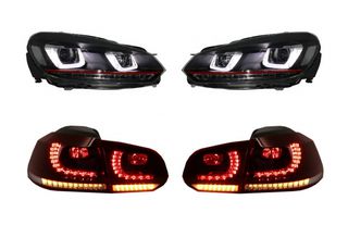 Fanária Emprós kai Fotistiká Píso Fóta Plírhs LED katállhla gia VW Golf 6 VI (2008-2013) R20 U Schediasmós Dunamikó Sequential Turning Light LHD