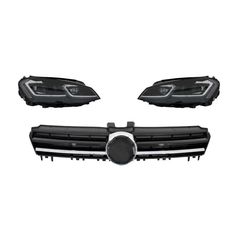 Fanária Emprós LED Dunamikó Fotismós strofís G7.5 Look me Kentrikí grília katállhla gia VW Golf 7 VII (2012-2017) R-Line Schediasmós Chrómio