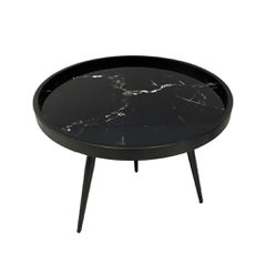 MARM COFFEE TABLE ΜΑΥΡΟ ΜΕ PATTERN ΜΑΥΡΟ 60x60x45cm