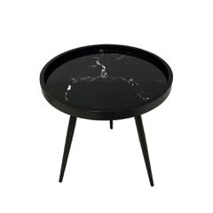 MARM SIDE TABLE ΜΑΥΡΟ ΜΕ PATTERN ΜΑΥΡΟ 49.5x49.5x52cm
