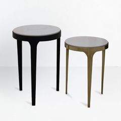 STICKS SIDE TABLE SET 2ΤΕΜ ΛΕΥΚΟ ΜΑΥΡΟ ΧΡΥΣΟ 37x37x54.5cm