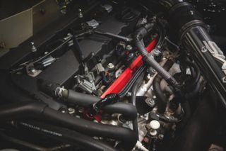 AMS Aluminum Fuel Rail in Red with Pulsation Dampener MITSUBISHI LANCER EVO X