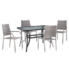 ΣΕΤ ΤΡΑΠΕΖΑΡΙΑΣ MORNER HM21195 ΤΡΑΠΕΖΙ ΜΕ 4 ΠΟΛΥΘΡΟΝΕΣ--ΓΚΡΙ