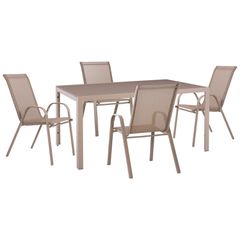 ΣΕΤ ΤΡΑΠΕΖΑΡΙΑΣ 5ΤΜΧ OFER HM21015 ΤΡΑΠΕΖΙ & 4 ΚΑΡΕΚΛΕΣ ΜΕΤΑΛΛΟ ΣΕ ΚΑΠΟΥΤΣΙΝΟ