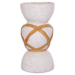 ΔΙΑΚΟΣΜΗΤΙΚΟ ΒΑΖΟ ΔΑΠΕΔΟΥ MAYNARD HM4672.02L TERRACOTTA ΛΕΥΚΟ--RATTAN Φ32x62.5Υεκ.