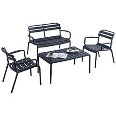 ΣΕΤ ΣΑΛΟΝΙ ΕΞΩΤΕΡΙΚΟΥ ΧΩΡΟΥ 4ΤΜΧ KORVER HM21096.02 ΠΟΛΥΠΡΟΠΥΛΕΝΙΟ ΜΑΥΡΟ