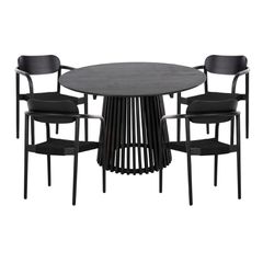 ΣΕΤ ΤΡΑΠΕΖΑΡΙΑΣ 5ΤΜΧ OSLO HM21075.01 ΣΤΡΟΓΓΥΛΟ ΤΡΑΠΕΖΙ Φ120εκ. & 4 ΚΑΡΕΚΛΕΣ-ΜΑΥΡΟ