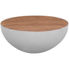 ΔΙΑΚΟΣΜΗΤΙΚΟ ΤΡΑΠΕΖΙ ΣΑΛΟΝΙΟΥ BOWL Φ91x38,5Yεκ. ΛΕΥΚΟ ΜΕ ΞΥΛΟ ΑΚΑΚΙΑΣ HM8717.23 Β'ΔΙΑΛΟΓΗΣ