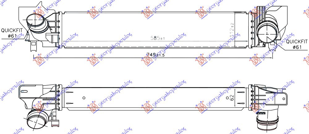 ΨΥΓΕΙΟ INTERCOOLER 1.2-1.5 TURBO ΒΕΝΖΙΝΗ (585x112x62) - 691106220