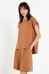 Philosophy Lyocell Pleated Shorts TR44585-thumb-1