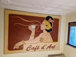 Μεγάλη ελαιογραφία σε καμβά (2,50 × 3,00 μ.) ιδανική διακόσμηση για καφέ ή ξενοδοχείο
