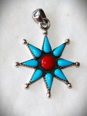 Μενταγιόν Κολιέ Τουρκουάζ ασήμι 925 sterling silver Navajo Indian Ινδιάνικη τέχνη SBTS113