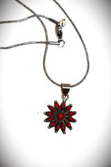 Μενταγιόν Αλυσίδα Κολιέ Κοράλλι ασήμι 925 sterling silver Navajo Indian Ινδιάνικη τέχνη SBTS115CH