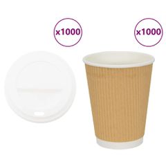 Χάρτινα ποτήρια καφέ με καπάκια 1000 τεμάχια 12oz 300ml 3325225