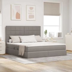 LED Κρεβάτι αποθήκευσης με στρώμα Taupe 160 x 200 cm Ύφασμα 3372429
