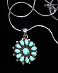 Μενταγιόν Κολιέ Τουρκουάζ ασήμι 925 sterling silver Navajo Indian Ινδιάνικη τέχνη SBTS117 CH