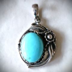 Μενταγιόν Κολιέ Τουρκουάζ κοράλλι Ασήμι 925 sterling silver Navajo Indian Ινδιάνικη τέχνη SBTS120