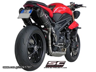 Εξατμίσεις Διπλά Τελικά Sc Project Oval Titanium with carbon cap  with Y link pipe for Triumph Speed Triple 1050 2011-2013