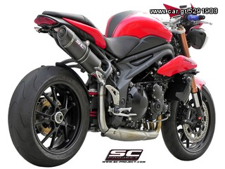 Εξάτμιση Μονό Τελικό Sc Project Oval Black stainless steel with carbon cap high position 3-1 for Triumph Speed Triple 1050 2011-2013(ψηλή τοποθέτηση)