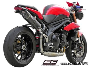 Εξάτμιση Μονό Τελικό Sc Project Oval Titanium with carbon cap in high position 3-1 for Triumph Speed Triple 1050 2011-2013(ψηλή τοποθέτηση)