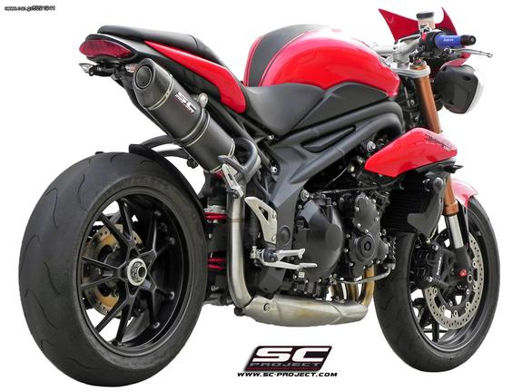 Εξάτμιση Μονό Τελικό Sc Project Oval Titanium with carbon cap in high position 3-1 for Triumph Speed Triple 1050 2011-2013(ψηλή τοποθέτηση)