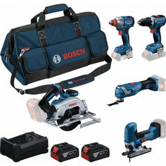 Σετ Εργαλείων GSR 18V-65 & GDX 18V-285 & GKS 18V-57-2 & GOP 18V-34 & GST 18V-125 S 18V (2x5.0Ah) - 5 Τεμάχια - 18V - 20V - BOSCH (#0615A500BV)