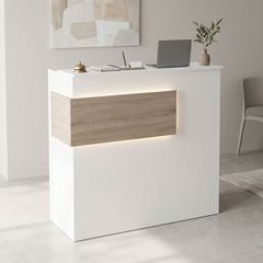 Γραφείο reception Optima pakoworld με led λευκό-sonoma 110x40x110εκ
