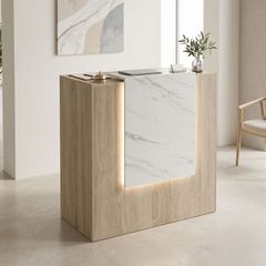 Γραφείο reception Zowel pakoworld με led sonoma-λευκή όψη μαρμάρου 90x40x110εκ