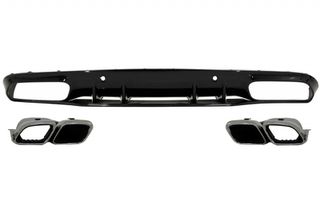 Διαχύτης (Diffuser) Σπόϊλερ προφυλακτήρα πίσω MERCEDES C-Class W205 Coupe/Cabrio (2015-2021) Με Μπούκες Χρωμίου