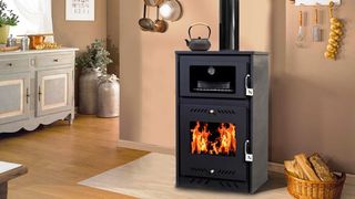 Σόμπα ξύλου χαλύβδινη  με φούρνο και  σύνδεση καλοριφέρ 16kw  KZS 140K