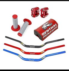 Τιμόνι 28mm FatBar+grips, καβαλέτα+μαξιλάρι σε Μαύρο, Μπλέ, Κόκκινο