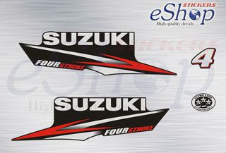 Αυτοκόλλητα σετ για  Suzuki df 4 Hp (Μαύρη μηχανή) 2010