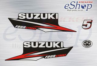 Αυτοκόλλητα σετ για  Suzuki df 5 Hp (Μαύρη μηχανή)