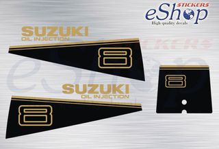 Αυτοκόλλητα σετ για Suzuki  8 Hp δίχρονη μοντέλο 1988 - 1990