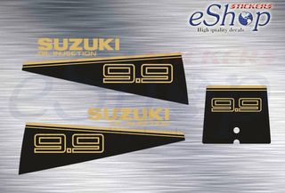Αυτοκόλλητα σετ για Suzuki 9,9 Hp oil injection δίχρονη μοντέλο 1988 - 1990