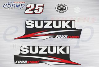 Αυτοκόλλητα σετ για Suzuki τετράχρονη df 25 Hp (Μαύρη μηχανή) 2010