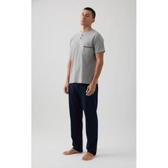 Minerva Ανδρικό Σετ Πυτζάμας 3 Τεμαχίων Cotton Grey Edition SS '26