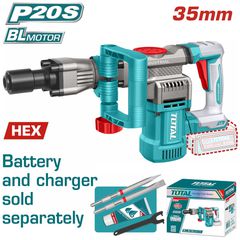 TOTAL ΕΠΑΓΓ. ΣΚΑΠΤΙΚΟ - ΚΑΤΕΔΑΦ SDS-HEX ΜΠΑΤ. Li-ion 20V ΧΩΡΙΣ ΜΠΑΤ + ΦΟΡΤΙΣΤΗ BL Motor (TDBLI20358)