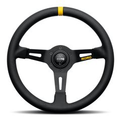 Γνήσιο Τιμόνι Momo Mod. 08 Tulip (85 mm), Μαύρο Δέρμα, Μαύρες Ακτίνες - 33 cm